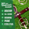 SWOOC Rustic Wood & Rope Outdoor Ring Toss Yard Game - 15+ Games Included - With Wide Grip Handles and Carrying Case - for Kids & Family