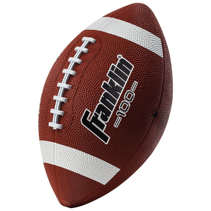 Franklin Sports Junior/Youth Football - Grip-Rite 100 - Kids Junior Size - Durable Outdoor Rubber Football - Brown/White