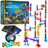 NATIONAL GEOGRAPHIC Glowing Marble Run - 115 Piece Construction Set with 25 Glow in The Dark Glass Marbles, Storage Bag, Great Creative STEM Toy for Girls and Boys