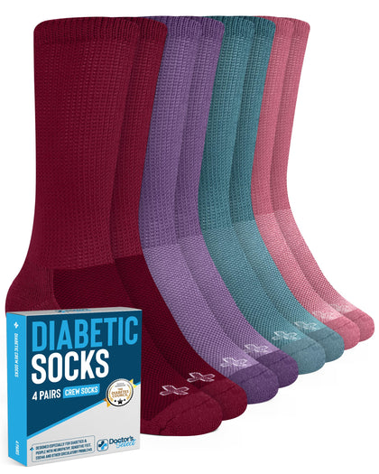 Doctor's Select Diabetic Socks for Women and Men - 4 Pairs Non Binding Socks | Diabetic Socks Women | Womens Diabetic Socks