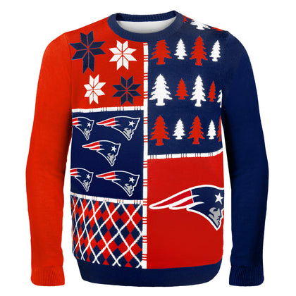 FOCO NFL New England Patriots BUSY BLOCK Ugly Sweater, Large