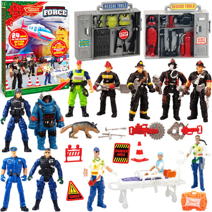 JOYIN 2023 Christmas Advent Calendar 24 Days Countdown Calendar with Army Men Soldier Action Figures Special Force Action Figure Toys and Emergency Rescue Tools for Boys Kids Party Favor Gifts