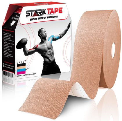 Starktape Kinesiology Tape Physio Medical Sports Tapes for Sensitive Skin Kinetic Taping. K Tex Gold Physical Therapy, Knee, Shoulder, Ankle, Wrist, Foot, Back Injury Muscle Pain aid, Roll Beige