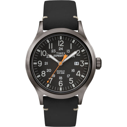 Timex Men's Expedition Scout 40mm Watch - Gray Case Black Dial with Black Genuine Leather Strap