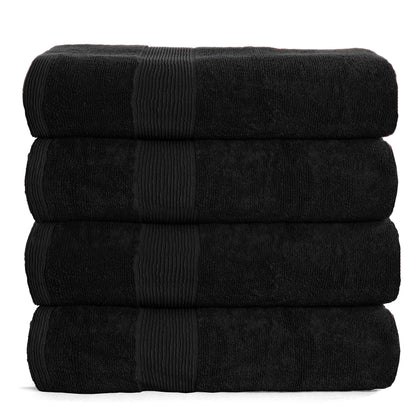 BELIZZI HOME 4 Pack Bath Towel Set 27x54, 100% Ring Spun Cotton, Ultra Soft Highly Absorbent Machine Washable Hotel Spa Quality Bath Towels for Bathroom, 4 Bath Towels Black