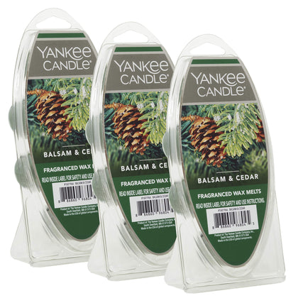 Yankee Candle Balsam & Cedar Wax Melts, 3 Packs of 6 (18 Total), Christmas | Holiday Candle