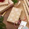 Hallmark Recyclable Kraft Wrapping Paper with Cut Lines (3 Rolls: 90 Sq. Ft. Ttl.) Minimalist Christmas, White Trees, Deer Antlers, Snowflakes on Brown Kraft for Holidays, Weddings, Winter Solstice, 30 Sq Ft (0005JXW1210)