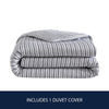 Nautica- King Duvet Cover, Cotton Reversible Bedding with Button Closure, Casual Home Décor for All Seasons (Coleridge Stripe Charcoal, King)