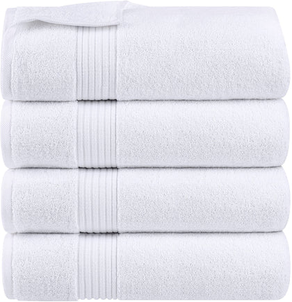 Utopia Towels - Bath Towels Set - Premium 100% Ring Spun Cotton - Quick Dry, Highly Absorbent, Soft Feel Towels, Perfect for Daily Use (Pack of 4) (27 x 54, White)