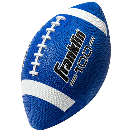 Franklin Sports Football - Grip-Rite 100 - Kids Junior Size - Youth Football - Durable Outdoor Rubber Football - Blue / White