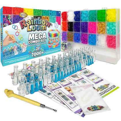 Rainbow Loom® MEGA Combo Set, Features 7000+ Colorful Rubber Bands, 2 step-by-step Bracelet Instructions, Organizer Case, Great Gift for Kids 7+ to Promote Fine Motor Skills