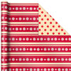 Hallmark Reversible Christmas Wrapping Paper (3 Rolls: 120 sq. ft. ttl) Merry Holidays, Snowflakes, Snowmen, Red Stripes