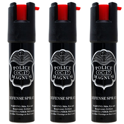 Police Magnum Compact Pepper Spray Self Defense- Tactical Maximum Heat Strength OC- Small Discreet Carry Canister- Made in The USA- 3 Pack 3/4oz TL