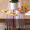 DII Farmhouse Braided Stripe Table Runner Collection, 15x72 (15x77, Fringe Included), Wine