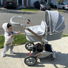 Hot Mom Baby Stroller 360 Rotation Function,Baby Carriage Pu Leather Pushchair Pram 2020 (F023 Grey)