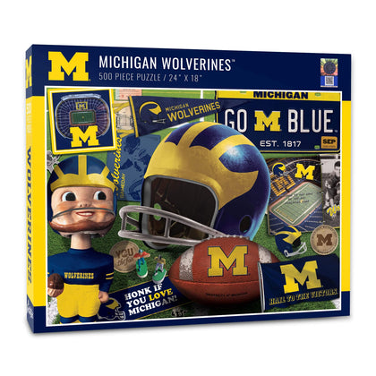 YouTheFan NCAA Michigan Wolverines Retro Series Puzzle - 500 Pieces, Team Colors, Large