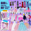 600+Pcs - Fashion Designer Kit for Girls with 5 Mannequins - Creativity DIY Arts and Crafts Kit Educational Toys - Sewing Kit for Kids Ages 8-12 - Teen Girls Kids Birthday Gift Age 6 7 8 9 10 11 12+