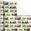 Hallmark Black Christmas Wrapping Paper with Cut Lines on Reverse (3 Rolls: 120 sq. ft. ttl) Retro Santa, Black and White Buffalo Plaid, Train and Trees (0005JXW1077)