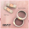 Rinfit Matching Silicone Rings for Couples - Silicone Wedding Bands Sets for Him and Her - His and Hers Ring - Patented Design - Metal Infinity - Nude/Rose Gold & Infinity - Black - Women 7 & Men 8