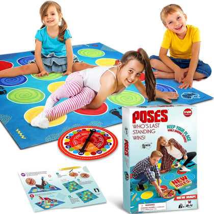 Classic Twist Poses Floor Game, FunKidz Giant Mat Party Games for Kids Adults Bigger Size Family Indoor and Outdoor Activity for Boys Girls Gift