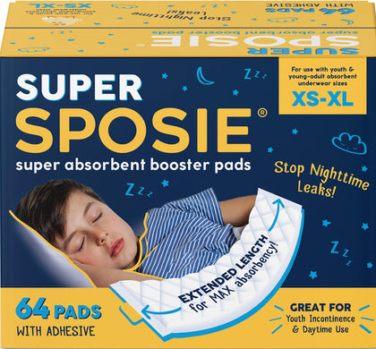 Sposie Super Booster Pads, Disposable Underwear Inserts and Diaper Liners for Youth & Young Adults, Overnight Diapers, FSA HSA Baby Eligible Products, Incontinence Underwear Pads for Kids