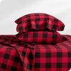 Bare Home Flannel Sheet Set Prints, 100% Cotton, Velvety Soft Heavyweight - Double Brushed Flannel for Extra Softness & Comfort - Deep Pocket - Bed Sheets (Queen, Buffalo Plaid - Red/Black)