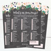 25 Rustic Floral Whats In Your Purse Bridal Wedding Shower or Bachelorette Party Game Item Cards Engagement Activities Idea For Couples Funny Rehearsal Dinner Supplies and Decoration Favors For Guests