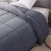 KASENTEX Luxury Plush Sherpa Comforter, Ultra Soft Cozy Reversible Fleece - Goose Down Alternative Fill, Machine Washable Bedding, Excalibur Grey, Twin/Twin XL Size