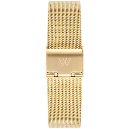 Wristology Gold Metal Mesh 16mm Watch Band - Quick Release Milanese Stainless Steel Easy Change Mens Womens Strap