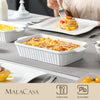 MALACASA Casserole Dishes for Oven, Porcelain Dishes, Ceramic Bakeware Sets of 4, Rectangular Lasagna Pans Deep with Handles for Baking Cake Kitchen, White (9.4