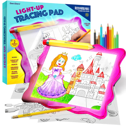 Dan&Darci Light Up Tracing Pad for Kids - Arts & Crafts Art Drawing Tracer Board for Girls & Boys Ages 5-12 - Birthday Toys Gift Ideas for Girl or Boy 5+ Year Old Best Christmas Gift Toy - 6 7 8 9 10