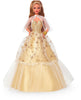 Barbie Signature Doll, 2023 Holiday Collectible with Golden Gown & Light Brown Hair, Doll Stand & Displayable Packaging