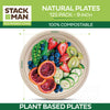 Paper Plates, 100% Compostable Heavy Duty Disposable Plate - [125-Pack] - {PFAS-Free} - {BPI Certified} - [9 Inch] Eco-Friendly, Biodegradable Bagasse Natural Brown 9