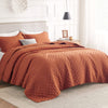Bedsure Queen Quilt Bedding Set - Soft Ultrasonic Full/Queen Quilt Set - Clover Bedspread Queen Size - Lightweight Bedding Coverlet for All Seasons (Includes 1 Red Orange Quilt, 2 Pillow Shams)