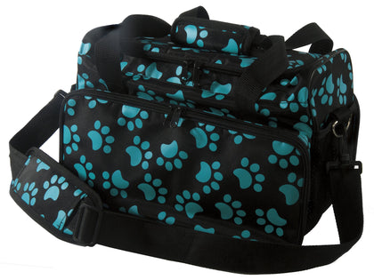 WAHL Professional Animal Travel Tote Bag with Zipper - (#97764-001) - Travel Bag - Storage Bag for Grooming Supplies - for Dog, Cat & Pet Groomers - 28.8 Inches, Turquoise Paw Print Design