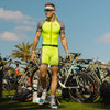 Synergy Triathlon Tri Suit - Men's Elite Short Sleeve Trisuit Cycling Skinsuit (Ocean/Neon Lime, Medium)