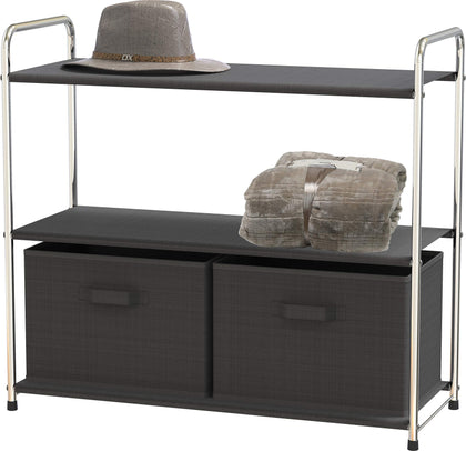 Simple Houseware 3-Tier Closet Storage with 2 Drawers, Dark Grey