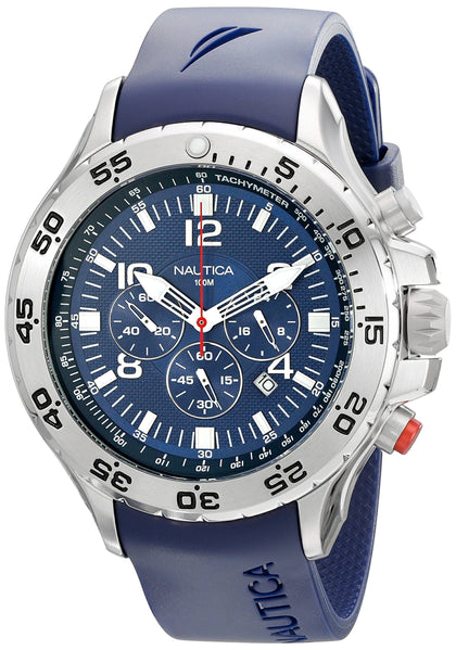 Nautica Men's N14555G NST Stainless Steel Watch with Blue Resin Band