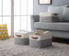 DECOMOMO Storage Bins | Fabric Storage Basket for Shelves for Organizing Closet Shelf Nursery Toy | Decorative Large Linen Closet Organizer Bins with Handles (Grey and White, Large - 3 Pack)