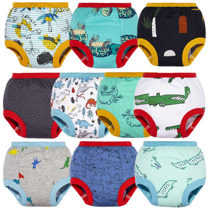 BIG ELEPHANT Baby Boys' Potty Training Pants 100% Cotton Waterproof Underpants 10 Pack, 4T