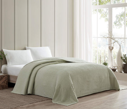 Beatrice Home Fashions Channel Chenille Bedspread, Queen, Sage