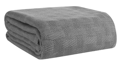 GLAMBURG 100% Cotton Bed Blanket, Breathable Thermal Blankets King Size - Perfect for Layering Any Bed for All Season - Charcoal Grey