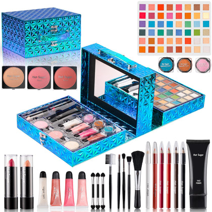 Hot Sugar Makeup Kit for Preteen Girls 10-12, Birthday Christmas Makeup Gift Set for Teens 16-18, All in One Beginner Makeup Kit for Women Full Kit Includes Real Cosmetics and Makeup Tools (GREEN)