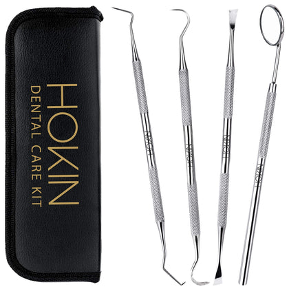 Dental Tools HOKIN Plaque Remover Teeth Cleaning Tool 4 Pcs Dental Care Kit Tooth Filling Repair Set Stainless Steel Dental Tools for Men Women Kids and Pet Care