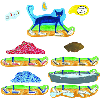 Little Folk Visuals Pete The Cat: I Love My White Shoes Felt Learning Toy Set, Precut Felt Board Figures for Kids and Toddlers, 12 Piece Set