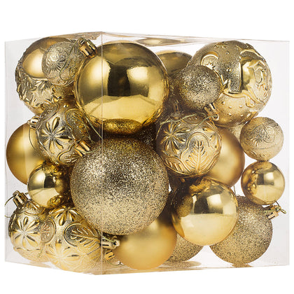 Christmas Ornaments for Xmas Trees,Gold Shatterproof Christmas Ball Ornaments