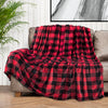 PAVILIA Black and Red Buffalo Plaid Fleece Throw Blanket for Couch, Soft Checkered Flannel Blanket for Sofa, Plaid Christmas Couch Throw Bed, Warm Cozy Decorative Blanket Fall Decor Gift, 50x60