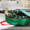 CLOZZERS Christmas Wreath and Garland Bag with Durable Zippered Closure and Sturdy Handles, for Wreaths up to 30 Inches, Heavy Duty, Tear Proof and Water Resistant, Green Stars Print