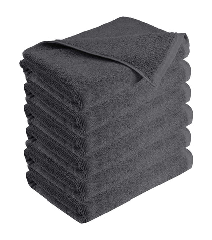 GLAMBURG 100% Cotton 6 Pack Bath Towel Set, Ultra Soft Bath Towels 22x44, Towels for Gym Yoga Pool Spa, Quick Drying & Highly Absorbent - Charcoal Grey
