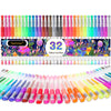 Taotree Glitter Gel Pens, 32 Color Neon Glitter Pens Fine Tip Art Markers Set 40% More Ink Colored Gel Pens for Adult Coloring Book, Drawing, Doodling, Scrapbook, Journaling, Sparkle Pen Gift for Kids